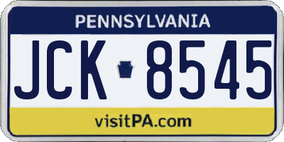 PA license plate JCK8545