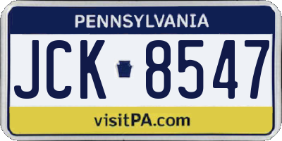 PA license plate JCK8547