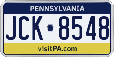 PA license plate JCK8548