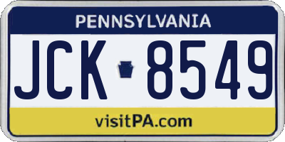 PA license plate JCK8549