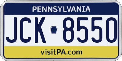 PA license plate JCK8550