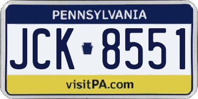 PA license plate JCK8551