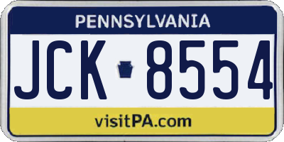 PA license plate JCK8554