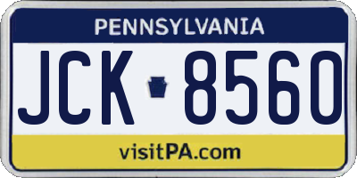PA license plate JCK8560