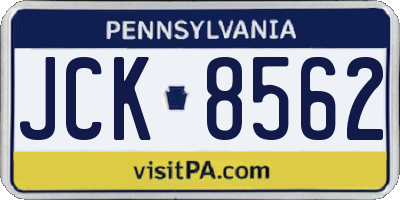 PA license plate JCK8562