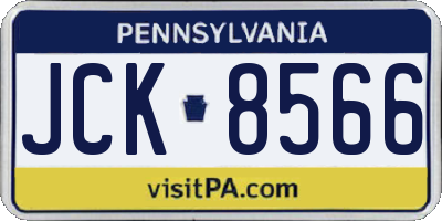 PA license plate JCK8566