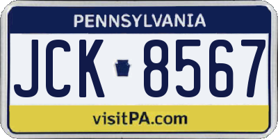 PA license plate JCK8567