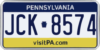 PA license plate JCK8574