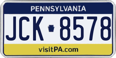 PA license plate JCK8578