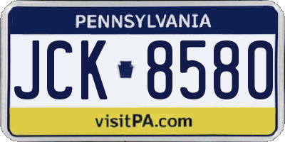 PA license plate JCK8580