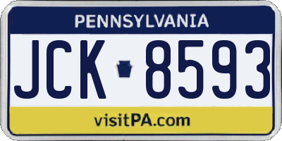 PA license plate JCK8593
