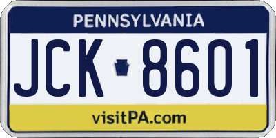 PA license plate JCK8601