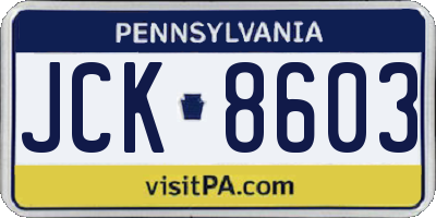 PA license plate JCK8603