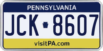 PA license plate JCK8607
