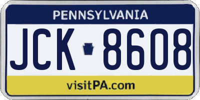 PA license plate JCK8608