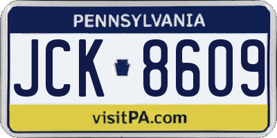 PA license plate JCK8609