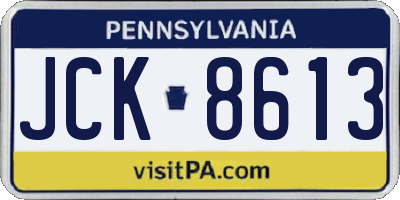 PA license plate JCK8613