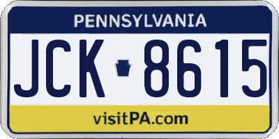 PA license plate JCK8615