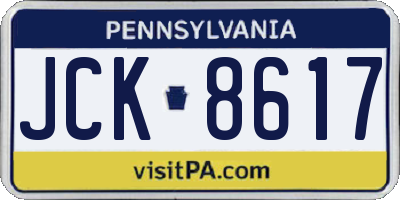 PA license plate JCK8617