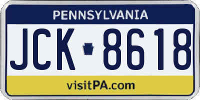 PA license plate JCK8618