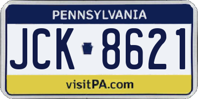PA license plate JCK8621