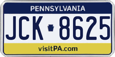 PA license plate JCK8625