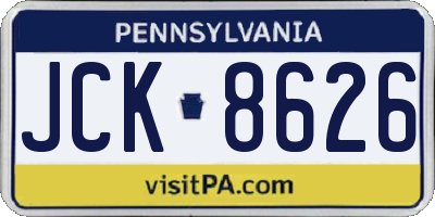 PA license plate JCK8626