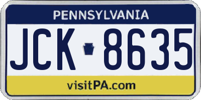 PA license plate JCK8635