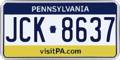 PA license plate JCK8637
