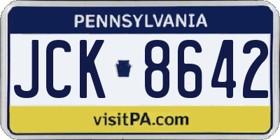 PA license plate JCK8642