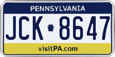 PA license plate JCK8647