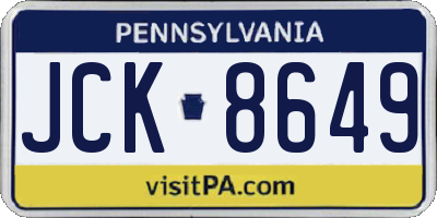 PA license plate JCK8649