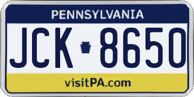 PA license plate JCK8650