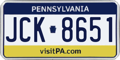 PA license plate JCK8651