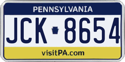PA license plate JCK8654