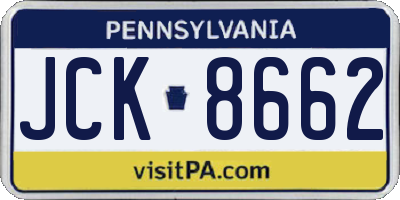 PA license plate JCK8662