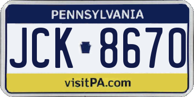 PA license plate JCK8670