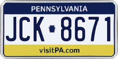 PA license plate JCK8671
