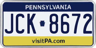 PA license plate JCK8672