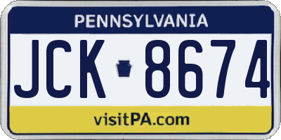 PA license plate JCK8674