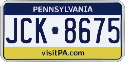 PA license plate JCK8675