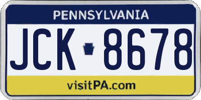 PA license plate JCK8678