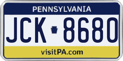 PA license plate JCK8680