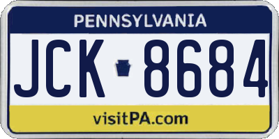PA license plate JCK8684