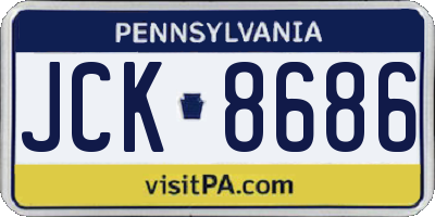 PA license plate JCK8686