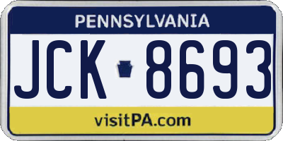PA license plate JCK8693