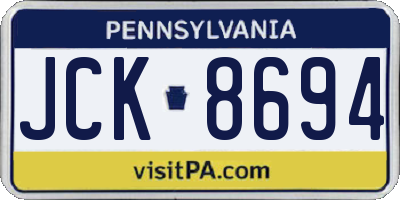PA license plate JCK8694