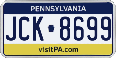 PA license plate JCK8699