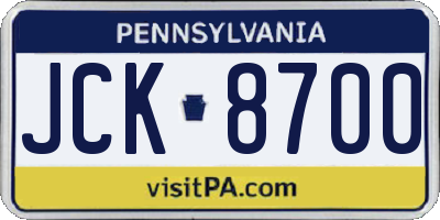 PA license plate JCK8700