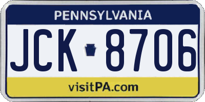 PA license plate JCK8706